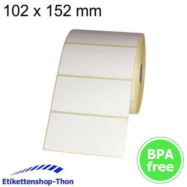 Thermodirekt - Haftetiketten auf Rolle - 102 x 152 mm - 500 Stück - Hülse 40 mm - permanent haftend - weiß - außen